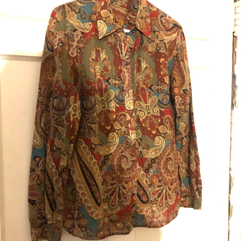 RALPH LAUREN PAISLEY LADIES BUTTON DOWN SHIRT M